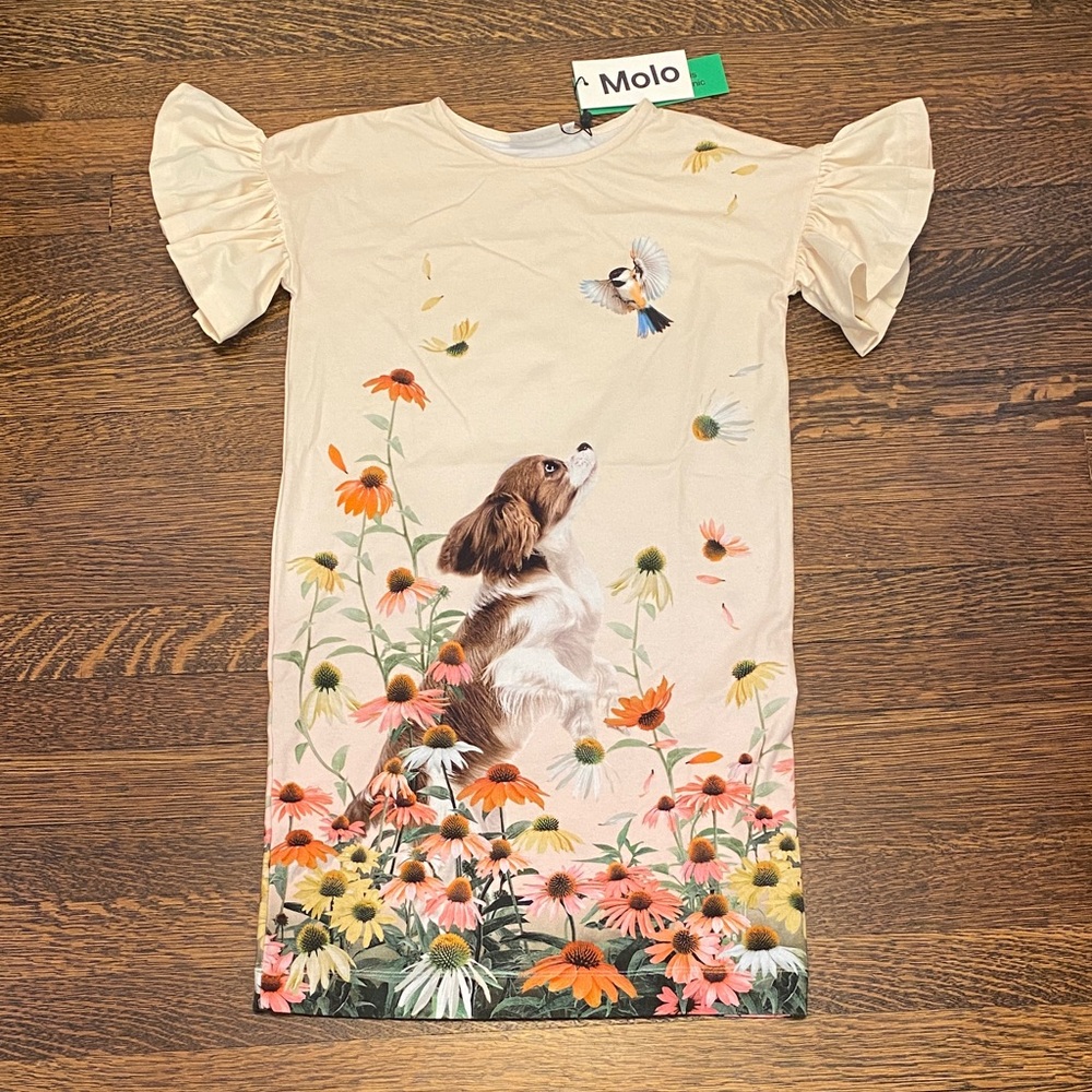 Molo Coralie flower play print dress, size 11-12 NWT